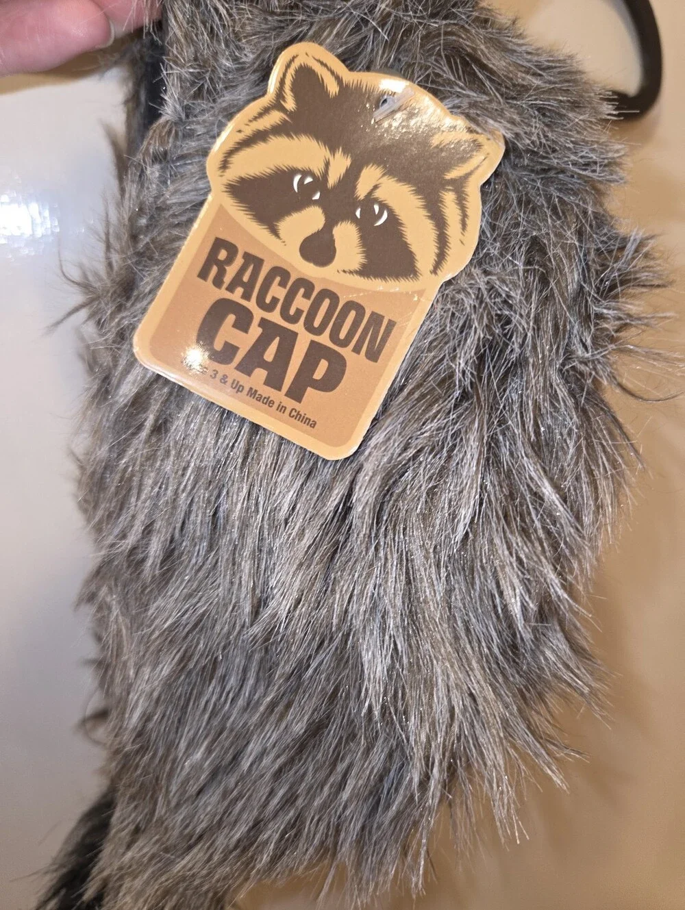 Raccoon Cap Kids Faux Fur Hat - Gray